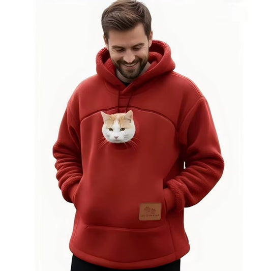 VPETBR Cat Clothes Kangaroo Pocket Plush Hoodie Polyester Dog Jersey Fabric Breathable Windproof Winter Fashion