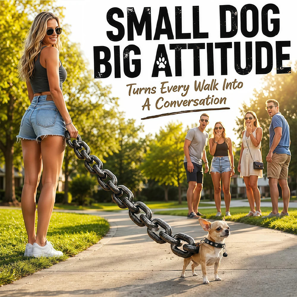 Funny Dog Leash, Giant Plastic Fake Chain Leash for Small Dogs, Lightweight Feel Matching Collar for Small Dogs and Funny Walks