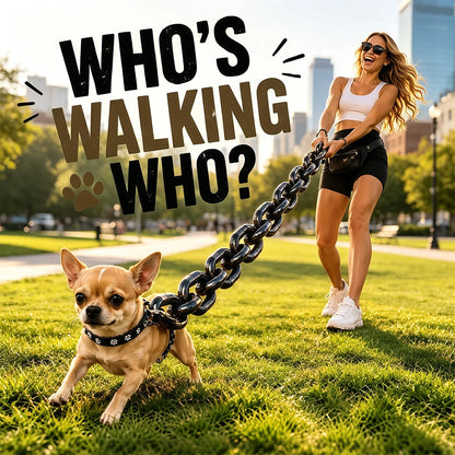Funny Dog Leash, Giant Plastic Fake Chain Leash for Small Dogs, Lightweight Feel Matching Collar for Small Dogs and Funny Walks