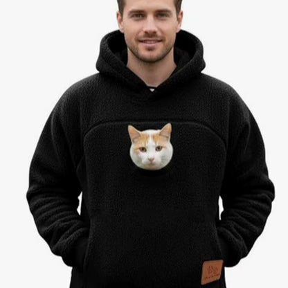 VPETBR Cat Clothes Kangaroo Pocket Plush Hoodie Polyester Dog Jersey Fabric Breathable Windproof Winter Fashion