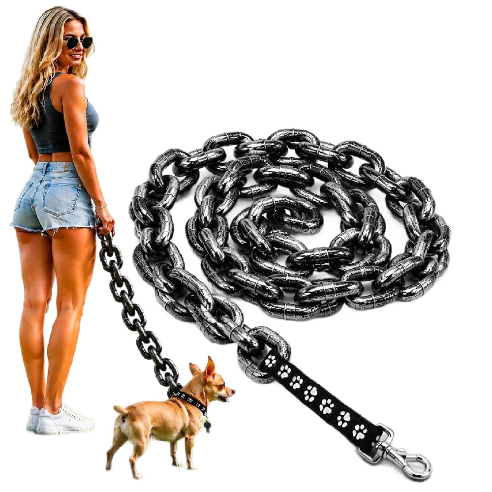 Funny Dog Leash, Giant Plastic Fake Chain Leash for Small Dogs, Lightweight Feel Matching Collar for Small Dogs and Funny Walks