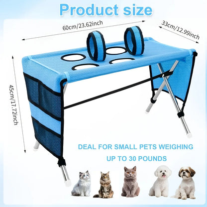 Pet Grooming Hammock with Stand, Includes Towel Strap, Suitable for Small to Medium-Sized Pets Weighing and Senior Dogs and Cats. It Is Foldable, Stable, Ideal for Grooming, Bathing, and Nail Trimming for Dogs and Cats, without Battery