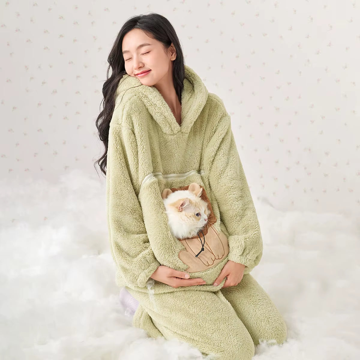 New Style Snowflake Fleece Warm Casual Breathable Soft Hood Animal Onesie Pajama for Women Lounge Wear