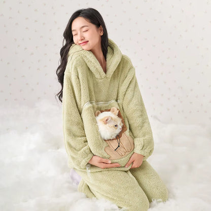 New Style Snowflake Fleece Warm Casual Breathable Soft Hood Animal Onesie Pajama for Women Lounge Wear