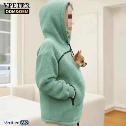 VPETBR Cat Clothes Kangaroo Pocket Plush Hoodie Polyester Dog Jersey Fabric Breathable Windproof Winter Fashion