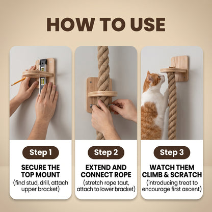 Purrzan™ Wall-Mounted Cat Climbing Rope