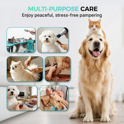 Pet Grooming Hammock with Stand, Includes Towel Strap, Suitable for Small to Medium-Sized Pets Weighing and Senior Dogs and Cats. It Is Foldable, Stable, Ideal for Grooming, Bathing, and Nail Trimming for Dogs and Cats, without Battery