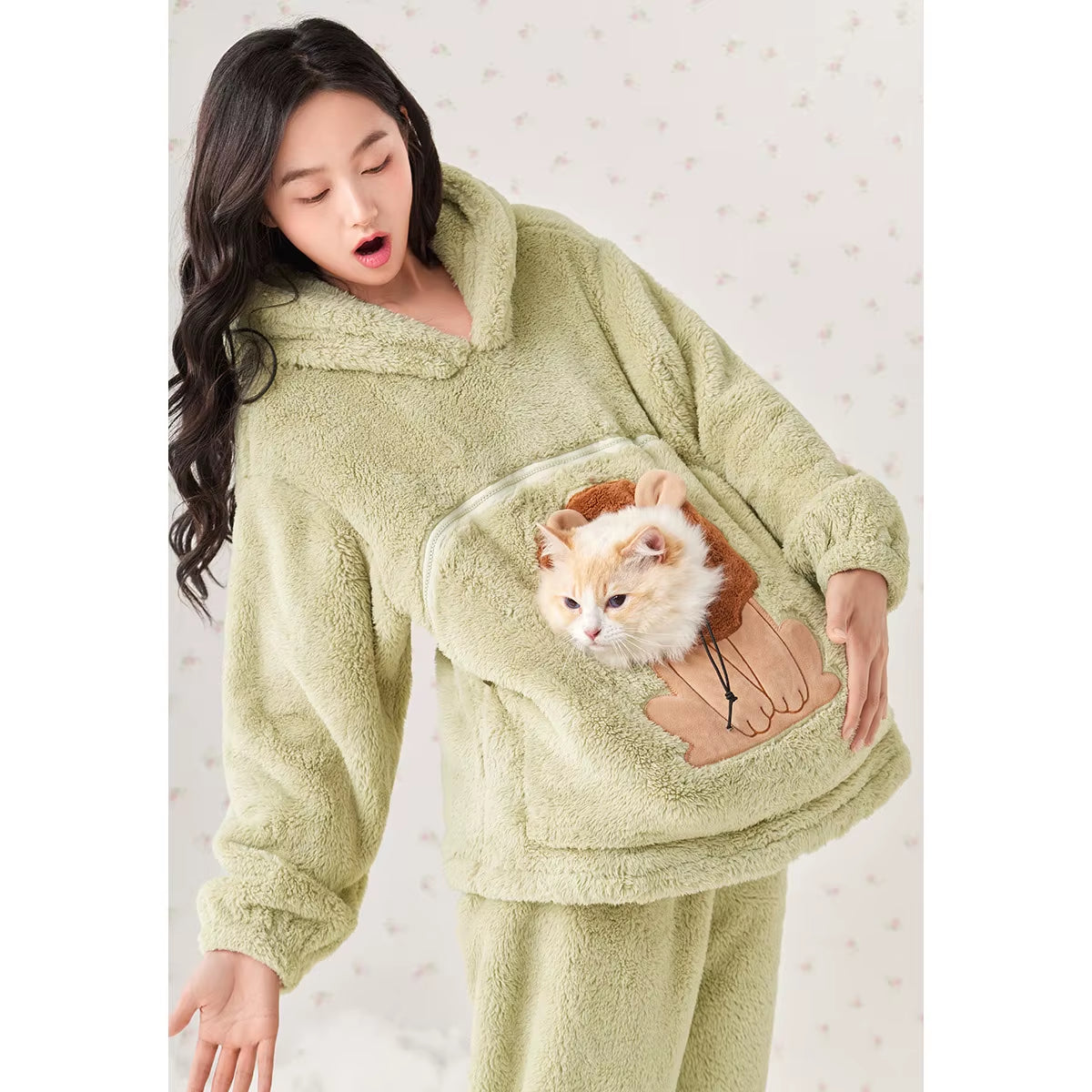 New Style Snowflake Fleece Warm Casual Breathable Soft Hood Animal Onesie Pajama for Women Lounge Wear